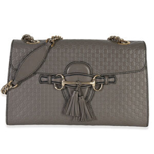 Gucci Grey Guccissima Emily Leather Medium Chain Shoulder Bag